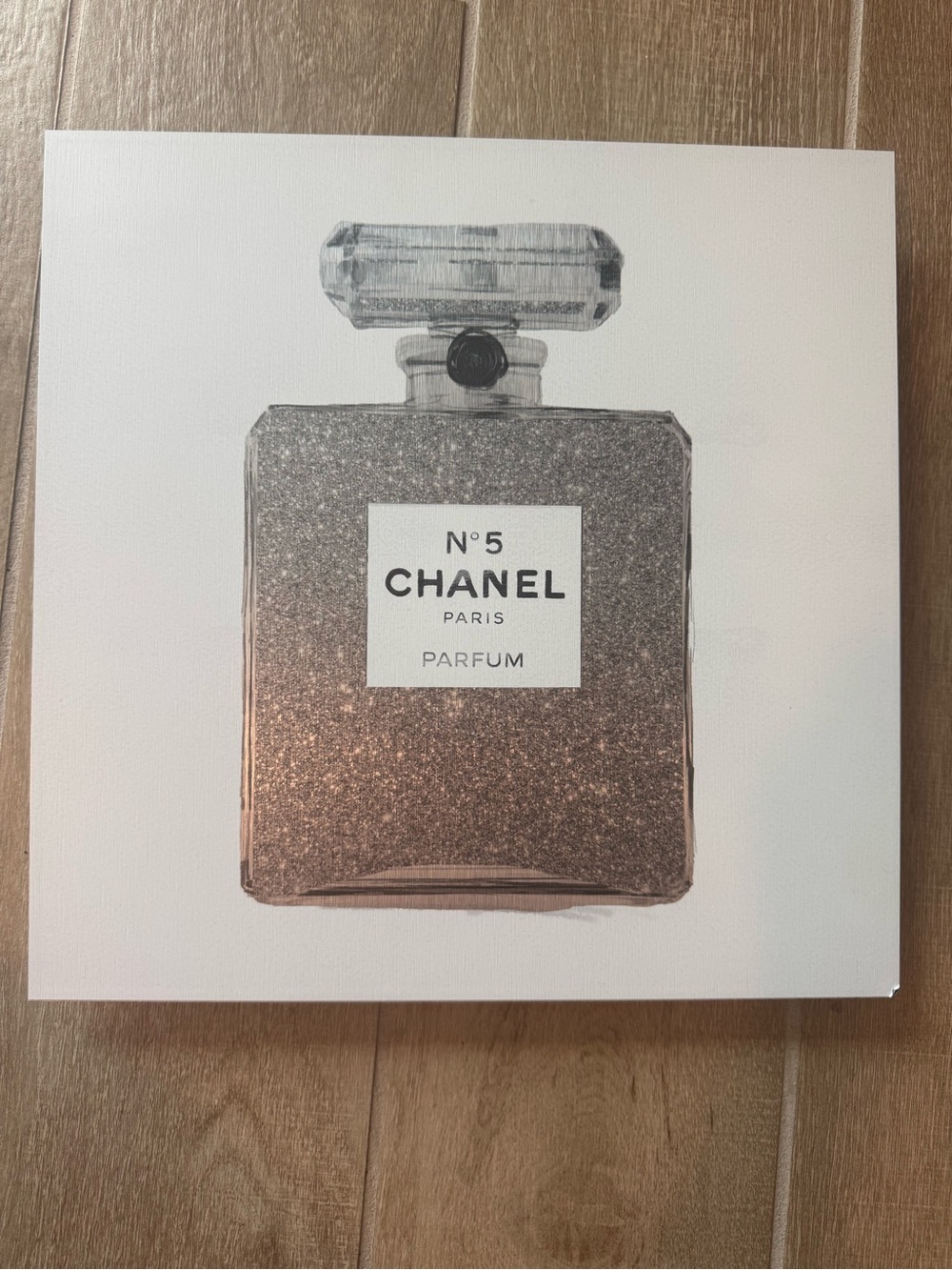 Oliver Gal Chanel No. 5 Glitter Bottle Art - Rose Gold and Silver